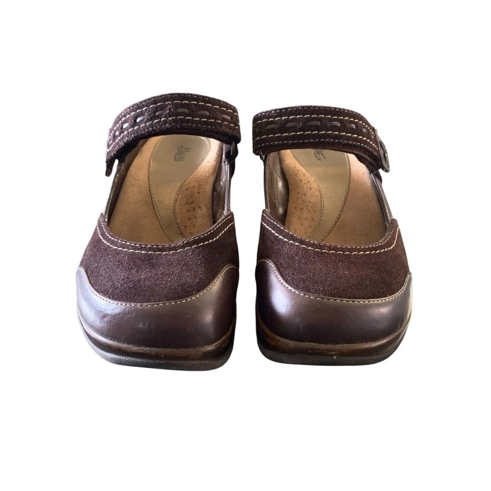 Bass Memphis Clogs  Y2K  Womens 8M  Brown Leather Mary Jane Chunky Heel Mules - Picture 5 of 10